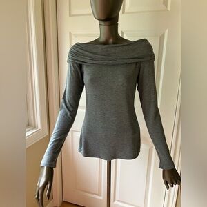 Max Studio long sleeve shirred collar top.